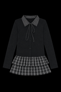 日本風スカート、チェック柄シャツ