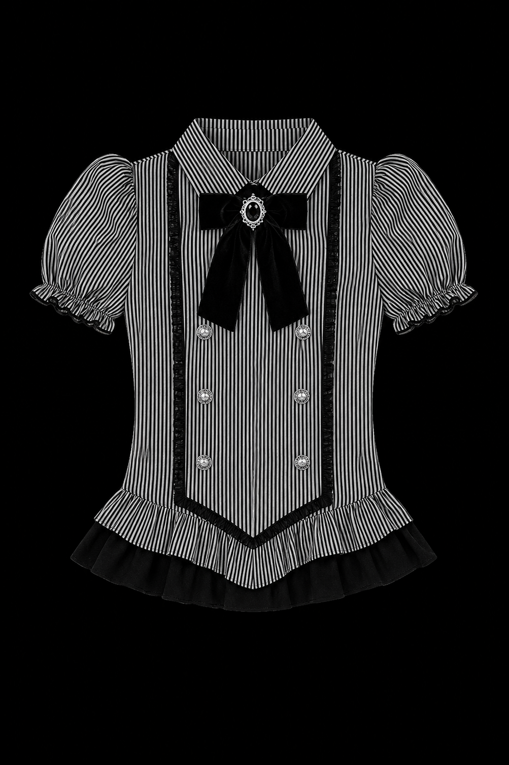 黒とグレーのリボンシャツ