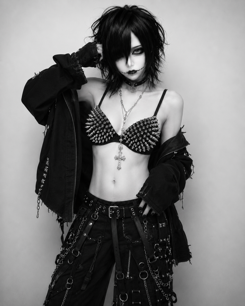黒いスタッズ付きブラジャー