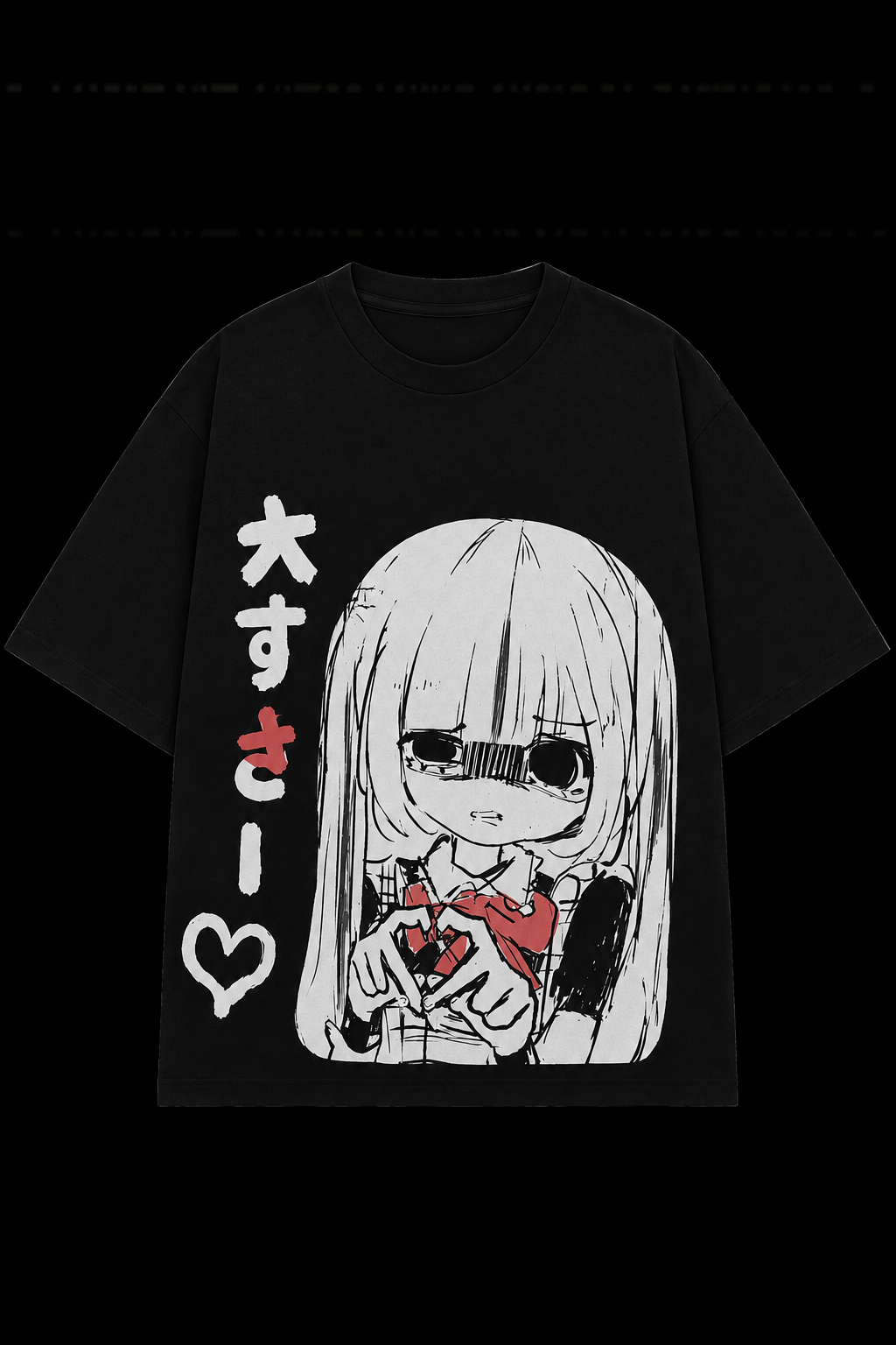 anime girl black japanese shirt
