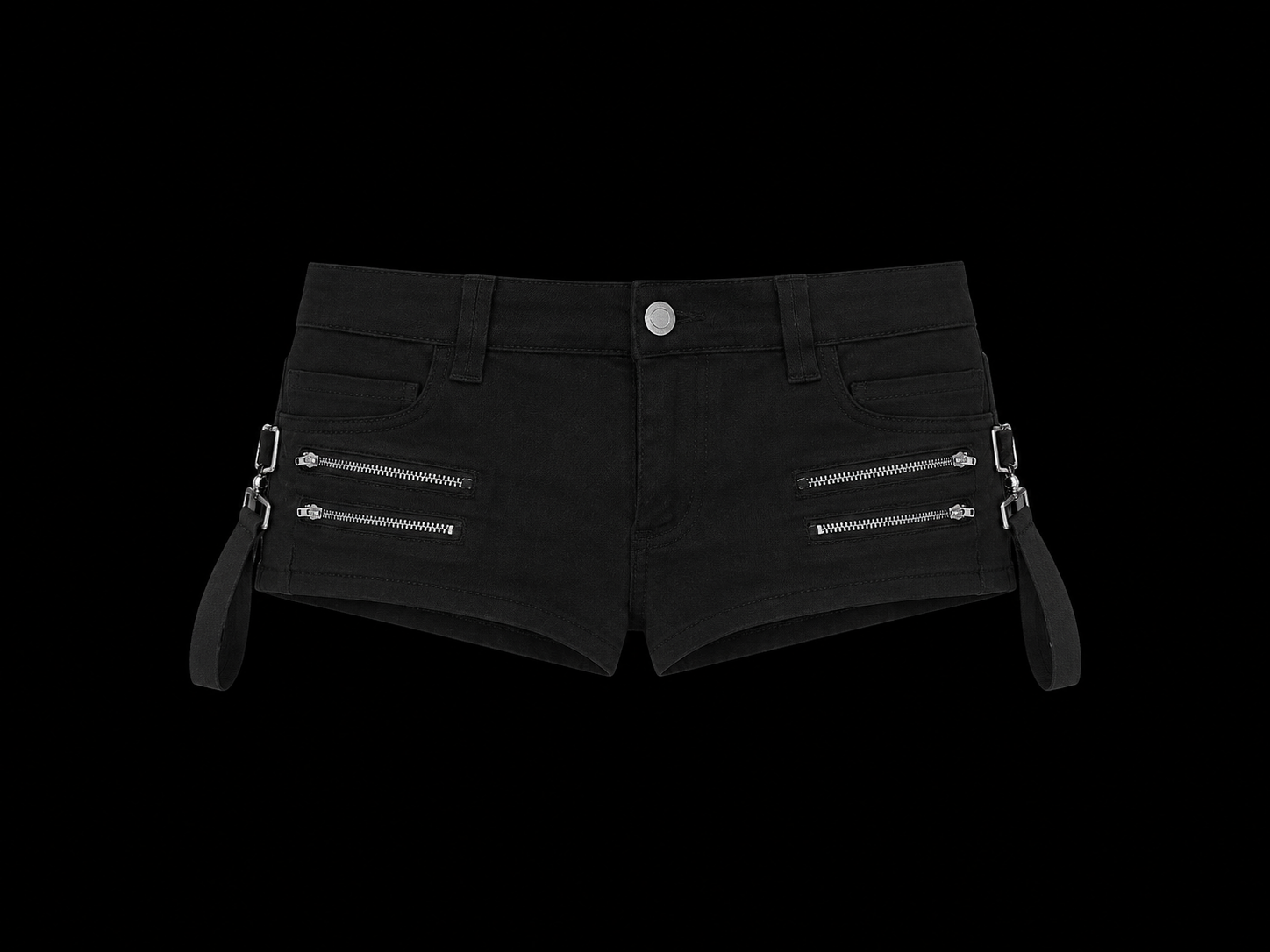 black zipper shorts