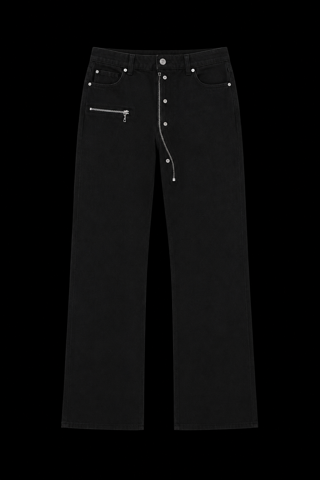 leather black zipped buttoned pants
