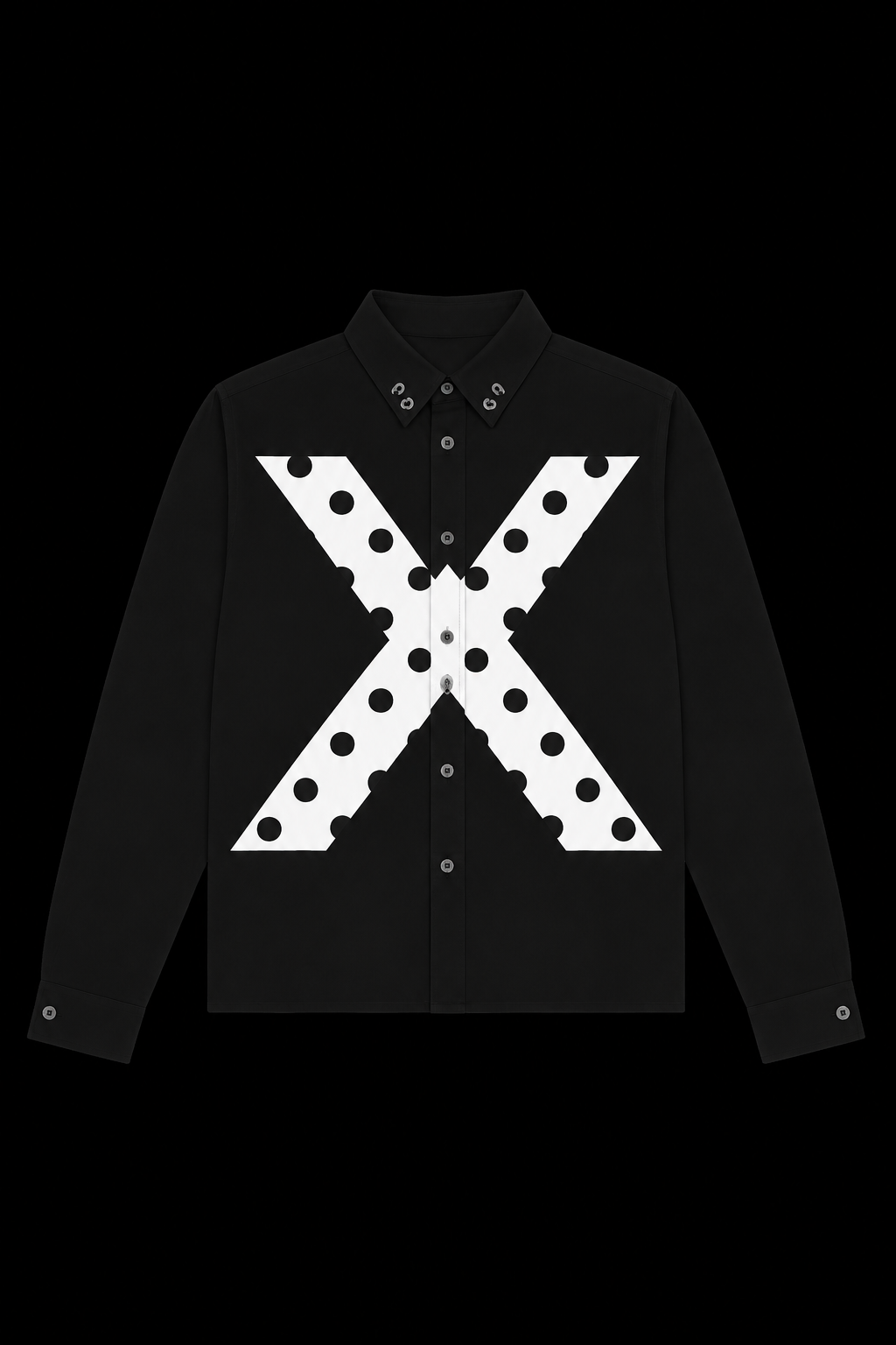 polka dot X button up