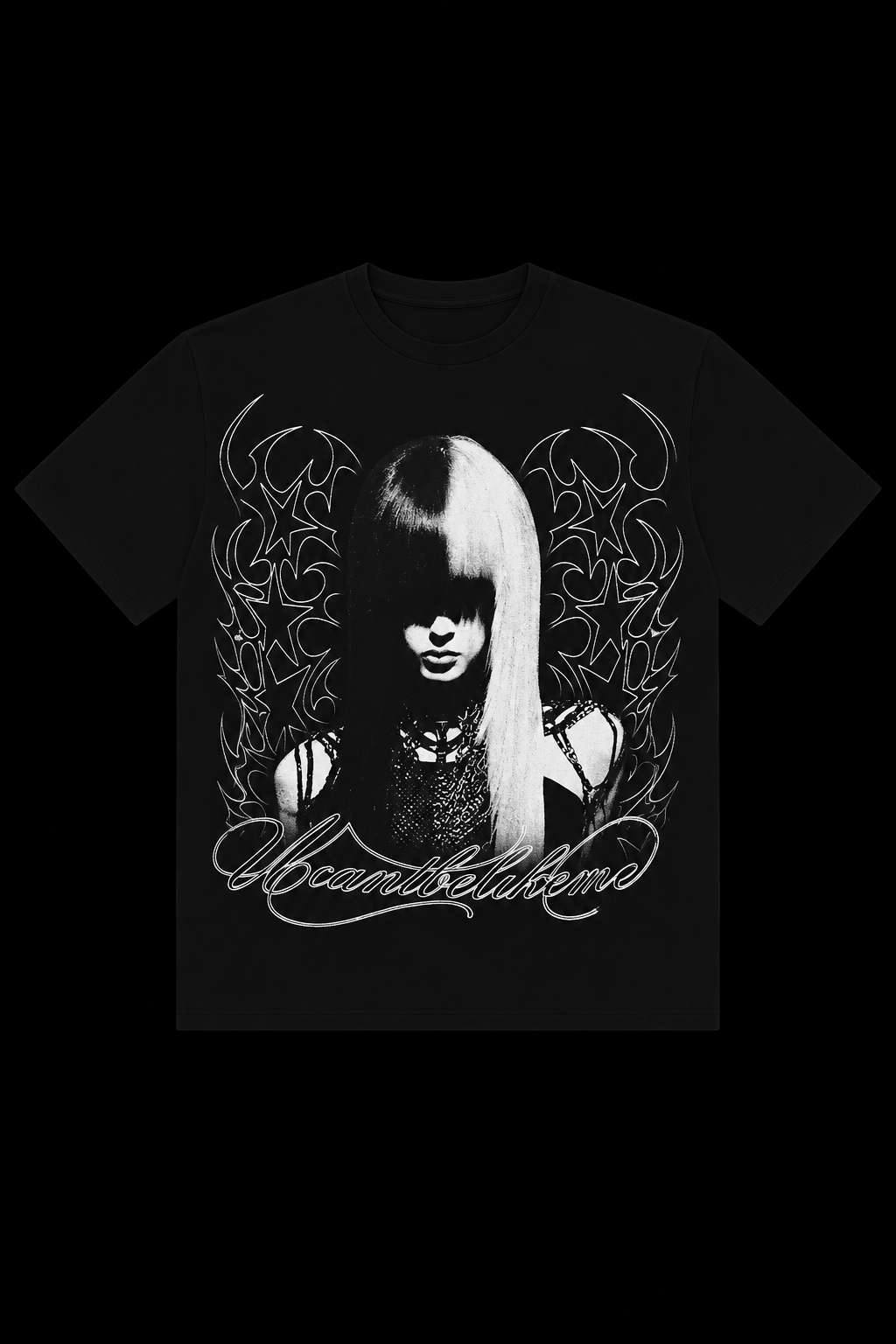 woman girl black tee