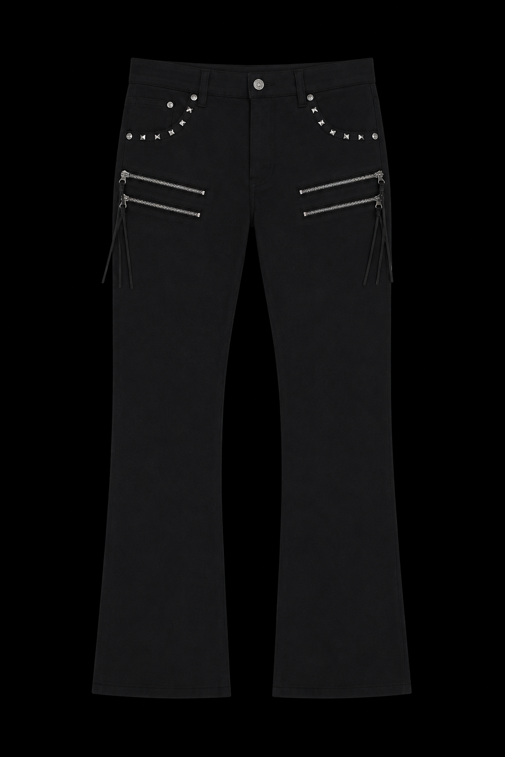 black zipper studded pants