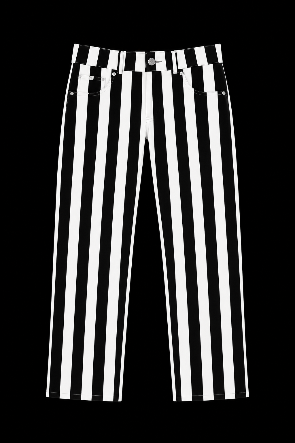 woman black and white stripped pants