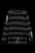womans stripped ripped long sleeve shirt