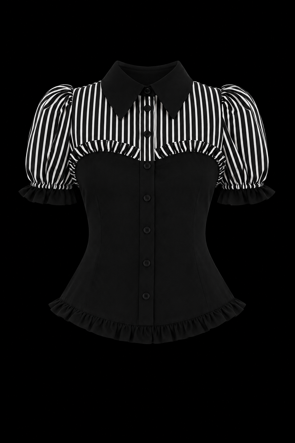 black and white stripped collarcorset