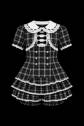 black and white bow plaid dress