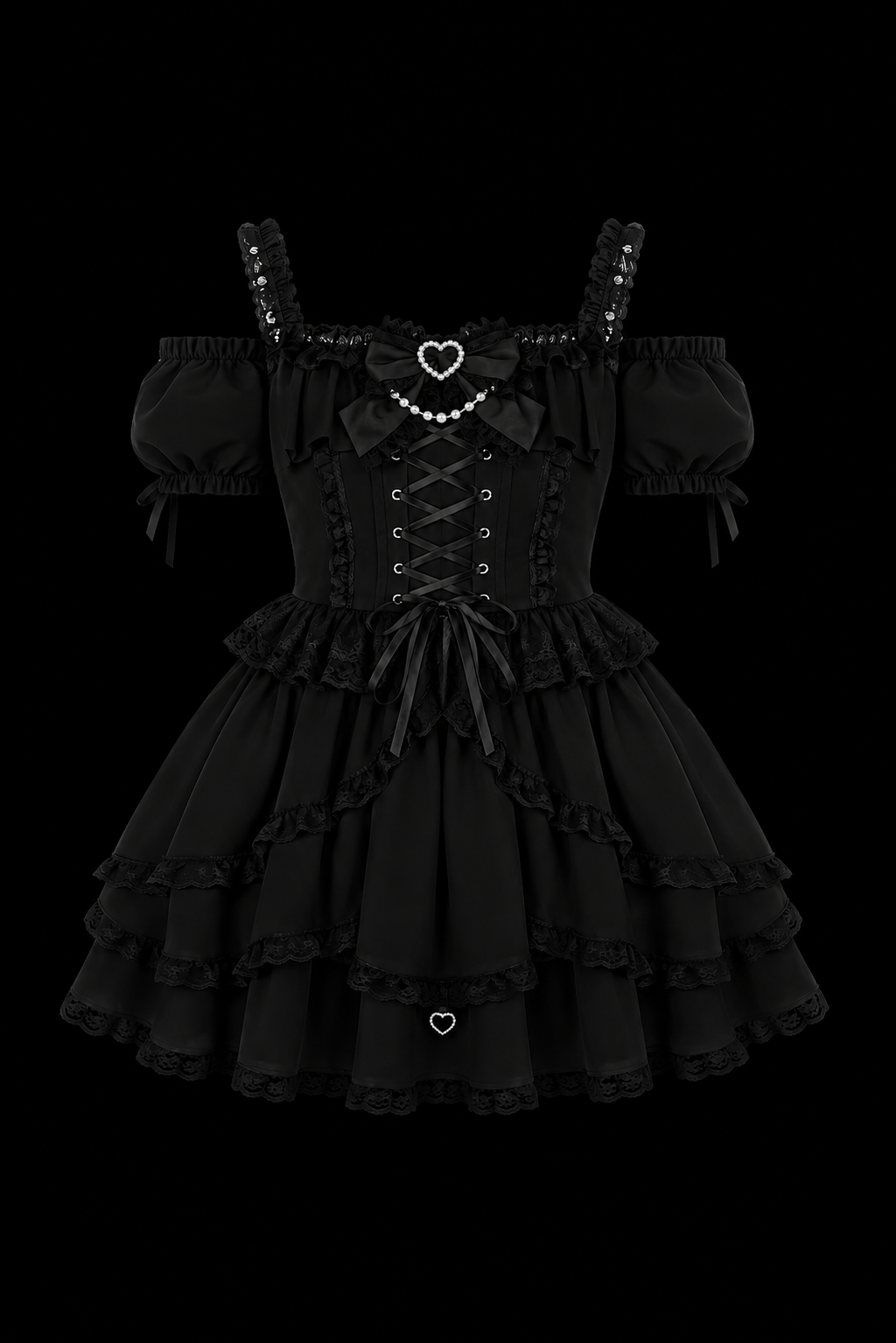 black and white heart shaped gothic dress