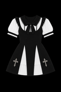 black and white cross pull over dress