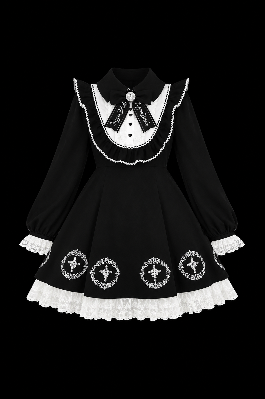 cute black and white ribbon dress