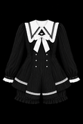 grey and white stripped ribbon dress