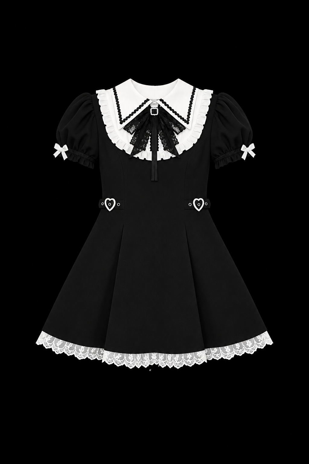 black and white ribbon dress