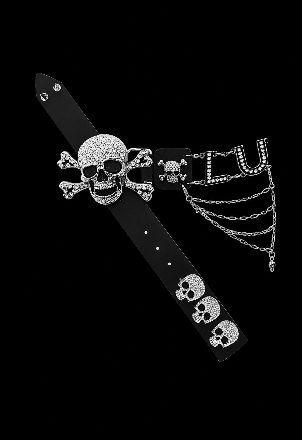 black skull woman belt