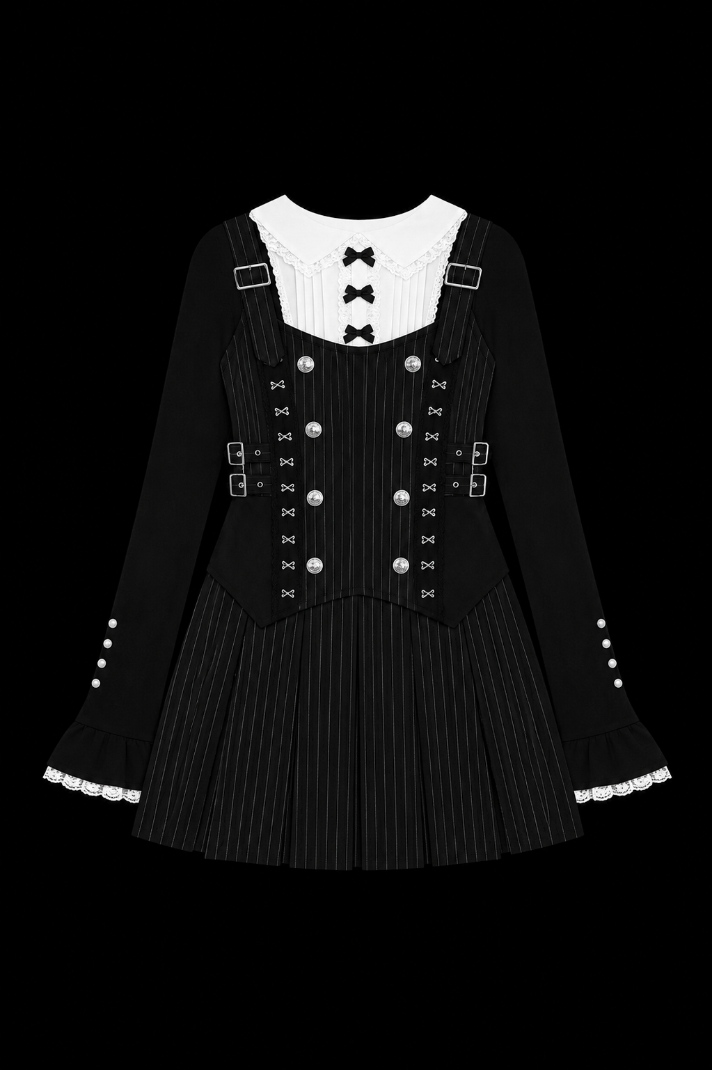 black grey and white dress