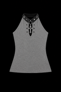 grey woman collar shirt