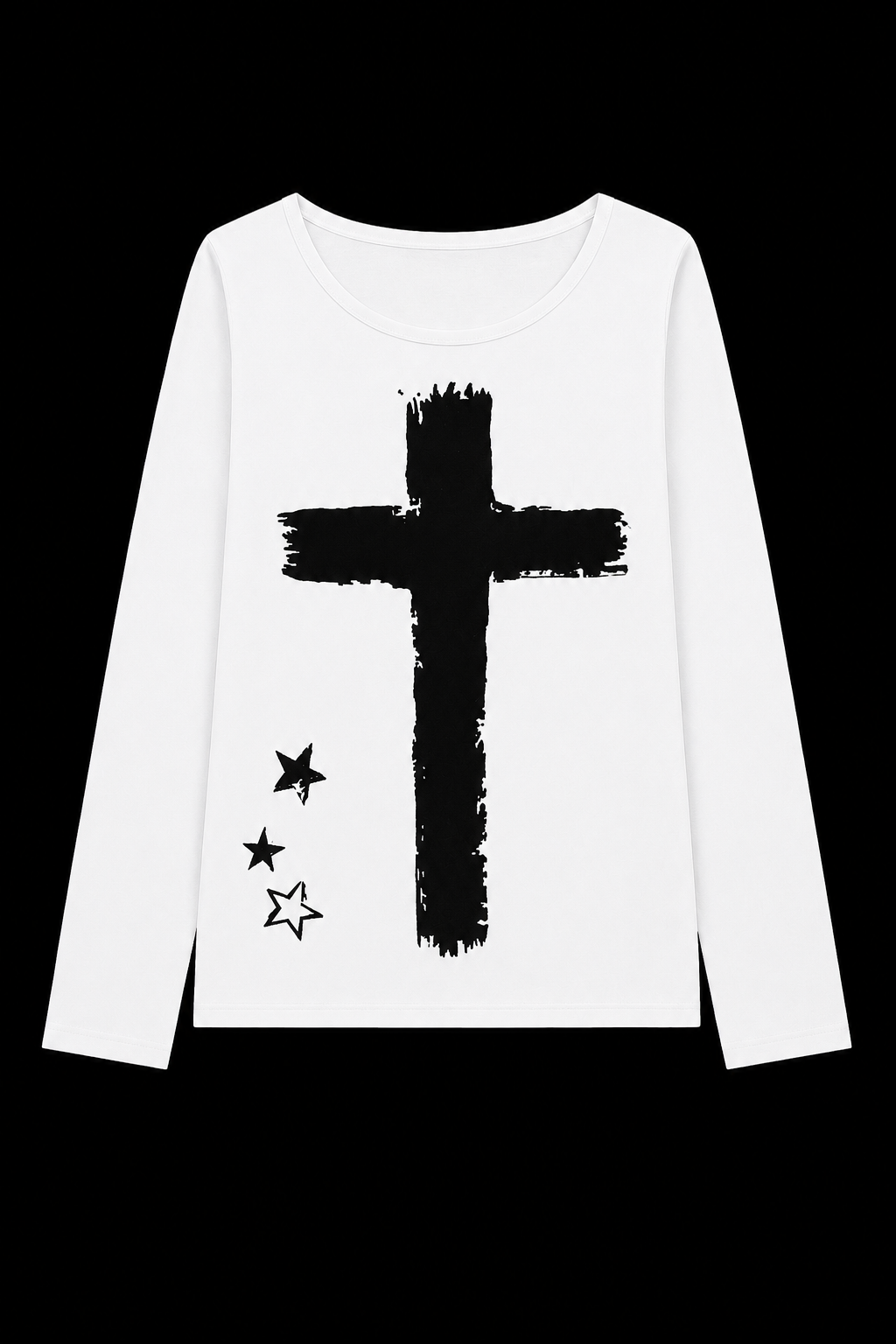 white long sleeve cross shirt