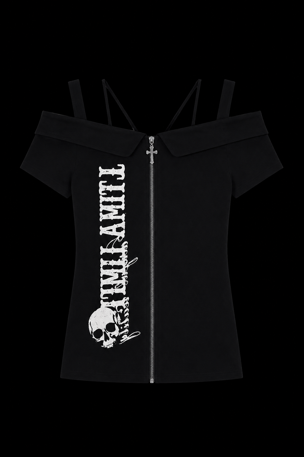 black zipper spaghetti strap shirt