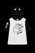 black sleeve white cute bone shirt