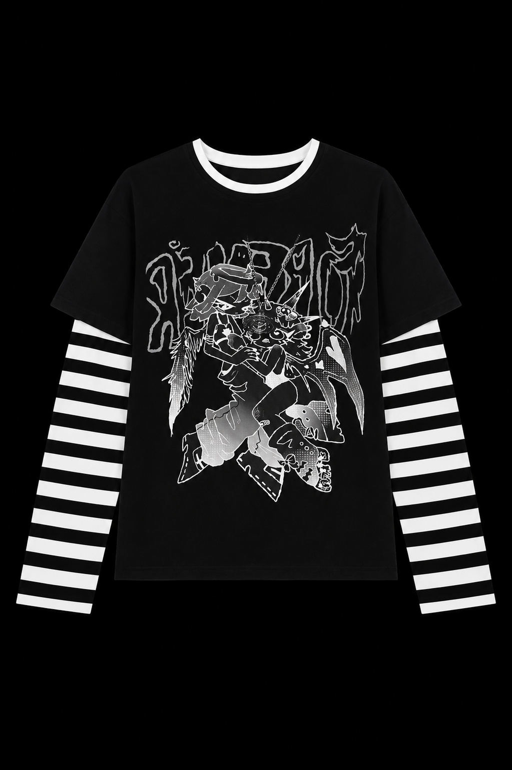 black white stripped japanese baggy shirt