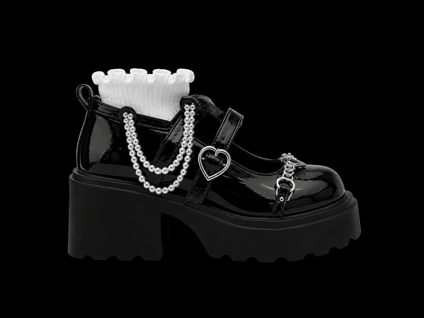 black heart doll shoes