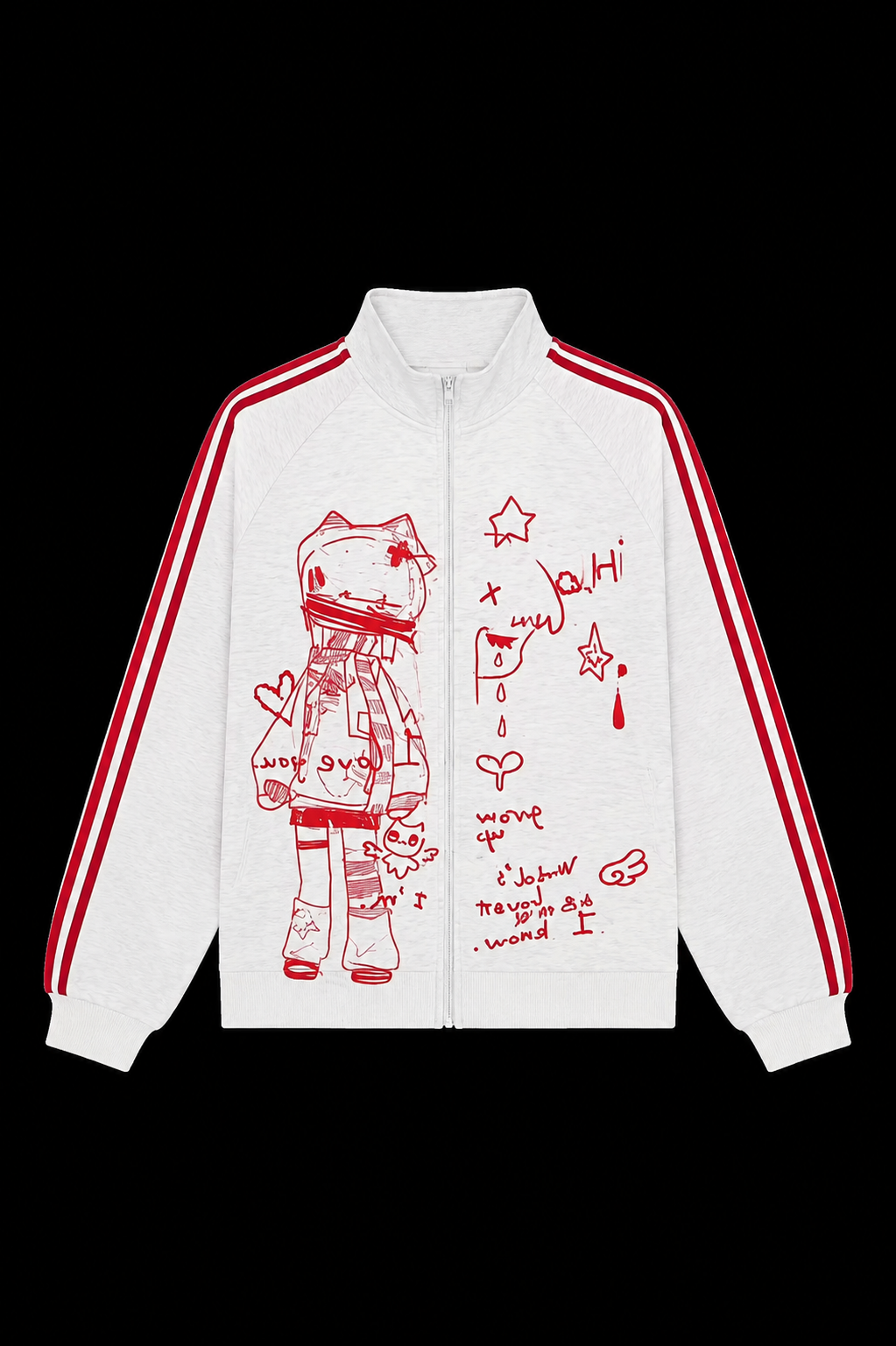 unisex anime white and red jacket