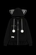cute black furry hoodie womans