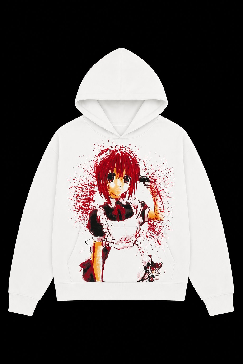 red anime girl white mens hoodie