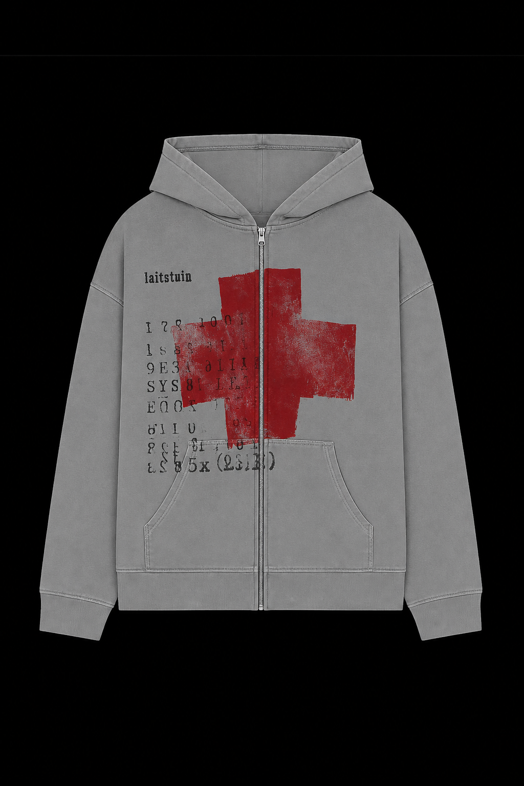 grey red plus mens hoodie