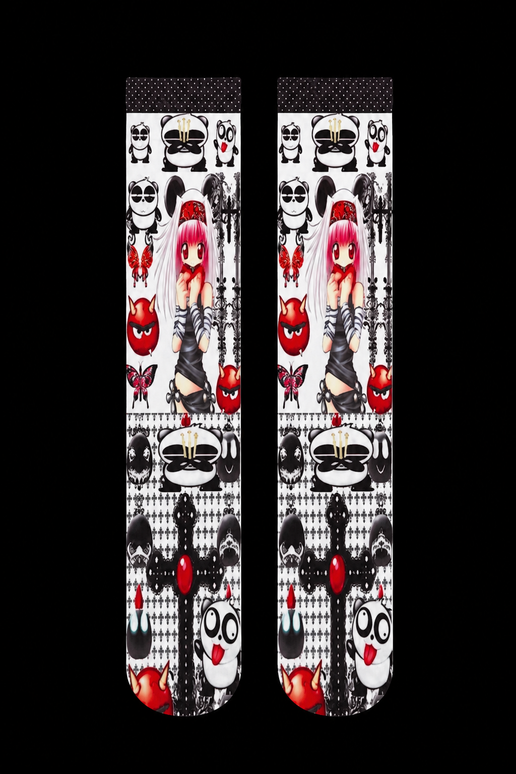 red hair anime girl high thigh