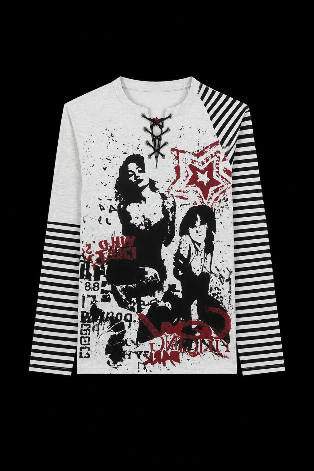 red black and white stripped shirt