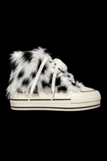 white fur sneakers