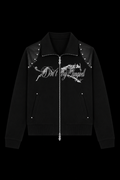 black zipper mens shoulder pad hoodie