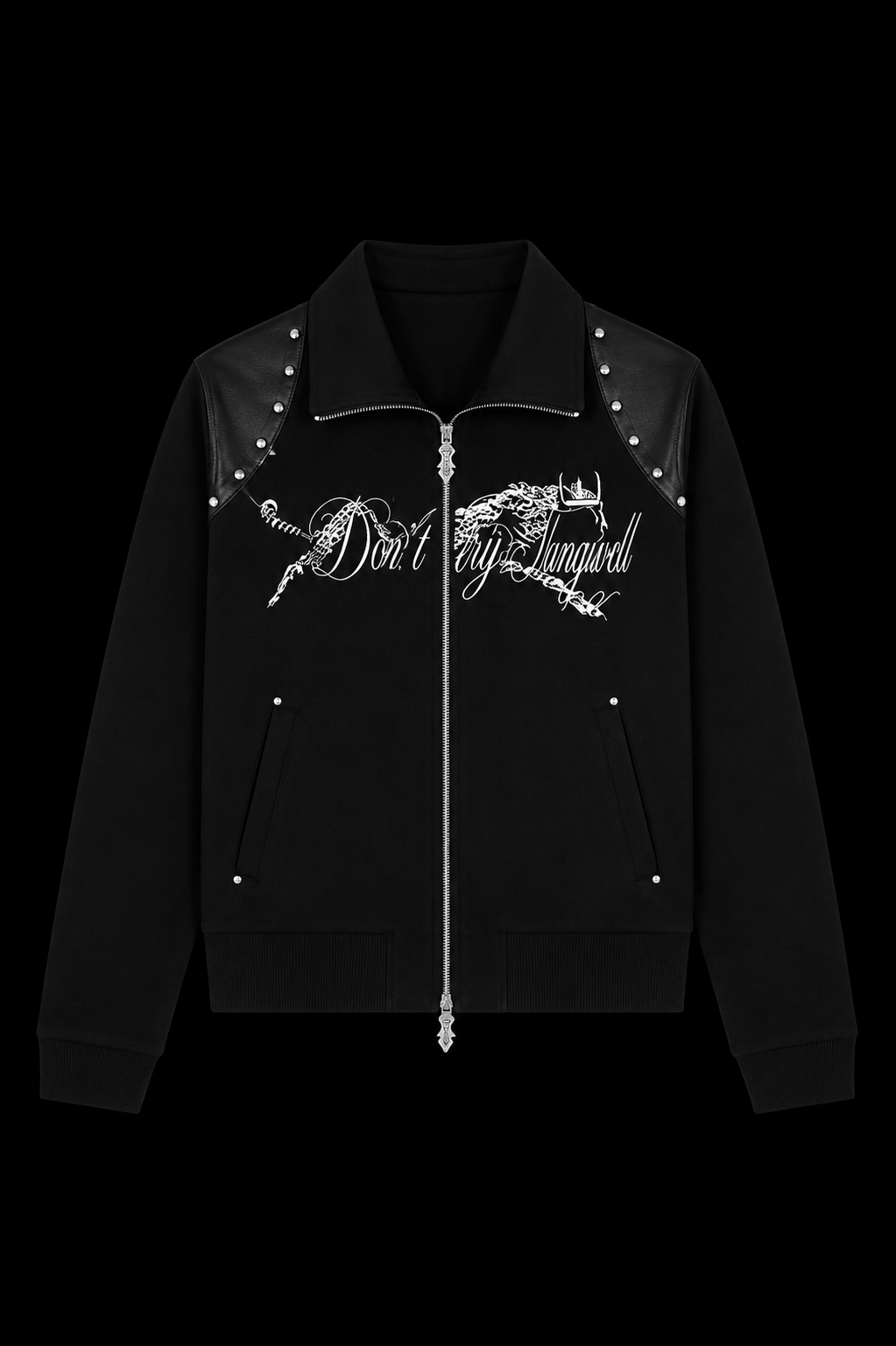 black zipper mens shoulder pad hoodie