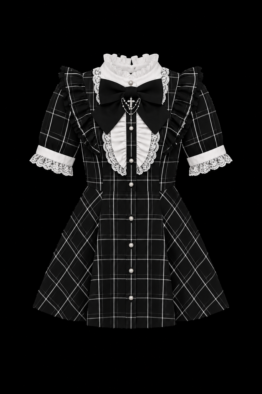 black and white stripped ribbon dress