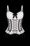 black and white woman corset